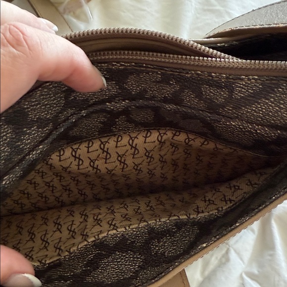 YSL Tan and Gray Patterned Shoulder Bag - Picture 5 of 9